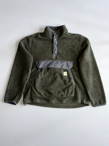 Carhartt | Sherpa Fleece Snap-Front Pullover | Olive Green (L)