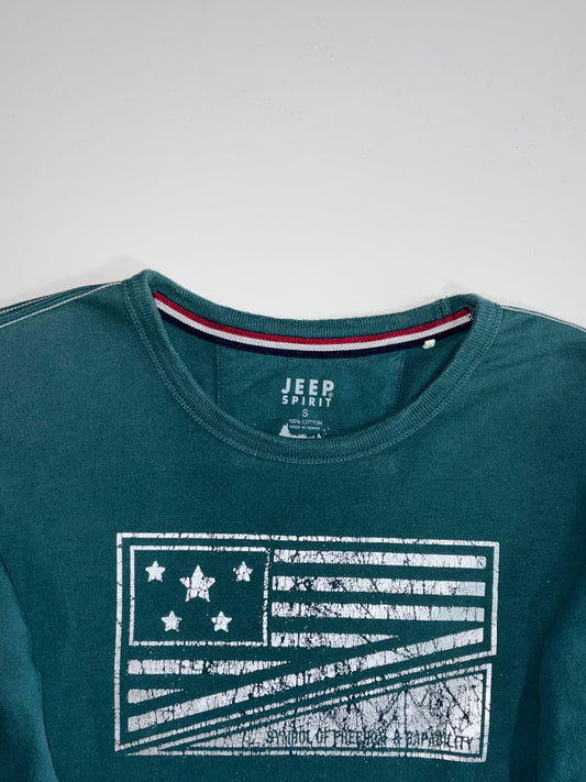 Jeep Spirit “Symbol of Freedom & Capability” Flag Graphic Sweatshirt – Forest Green (M)