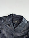 First Avenue by North Beach Black Leather Button-Up Blazer Jacket, Women’s (S)