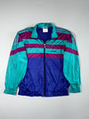 Vintage 90s Adidas Trefoil Shiny Track Jacket – Teal/Purple/Blue (XL)