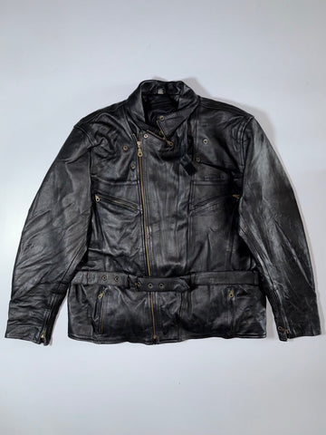 Held Leather Belted Biker Jacket– Genuine Leather Multi-Pocket Jacket, (2XL/3XL)