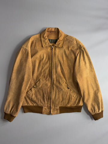 Timberland Weathergear | Tan Suede Leather Bomber Jacket (M)