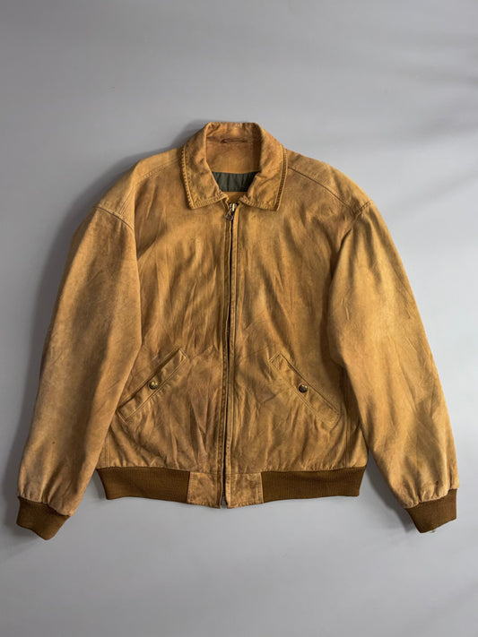 Timberland Weathergear | Tan Suede Leather Bomber Jacket (M)