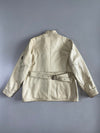 Vintage Belstaff Cream Genuine Leather 4-Pocket Motorcycle Field Jacket (L)