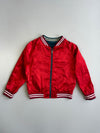 Japanese Souvenir Sukajan Crane Bonsai Embroidered Reversible Satin Bomber Jacket Teal (S)