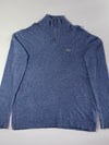 Lacoste Heather Blue Quarter Zip Knit Sweater – Tipped Collar (XL)