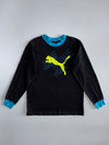 Puma Vintage Long Sleeve Graphic Tee — Black/Teal/Yellow (XS/S)