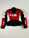 Vintage FLM Red Black Patch Racing Jacket Fully Padded (M)