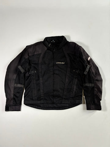Vintage Shield Black Mesh Motorcycle Riding Jacket Padded (L)