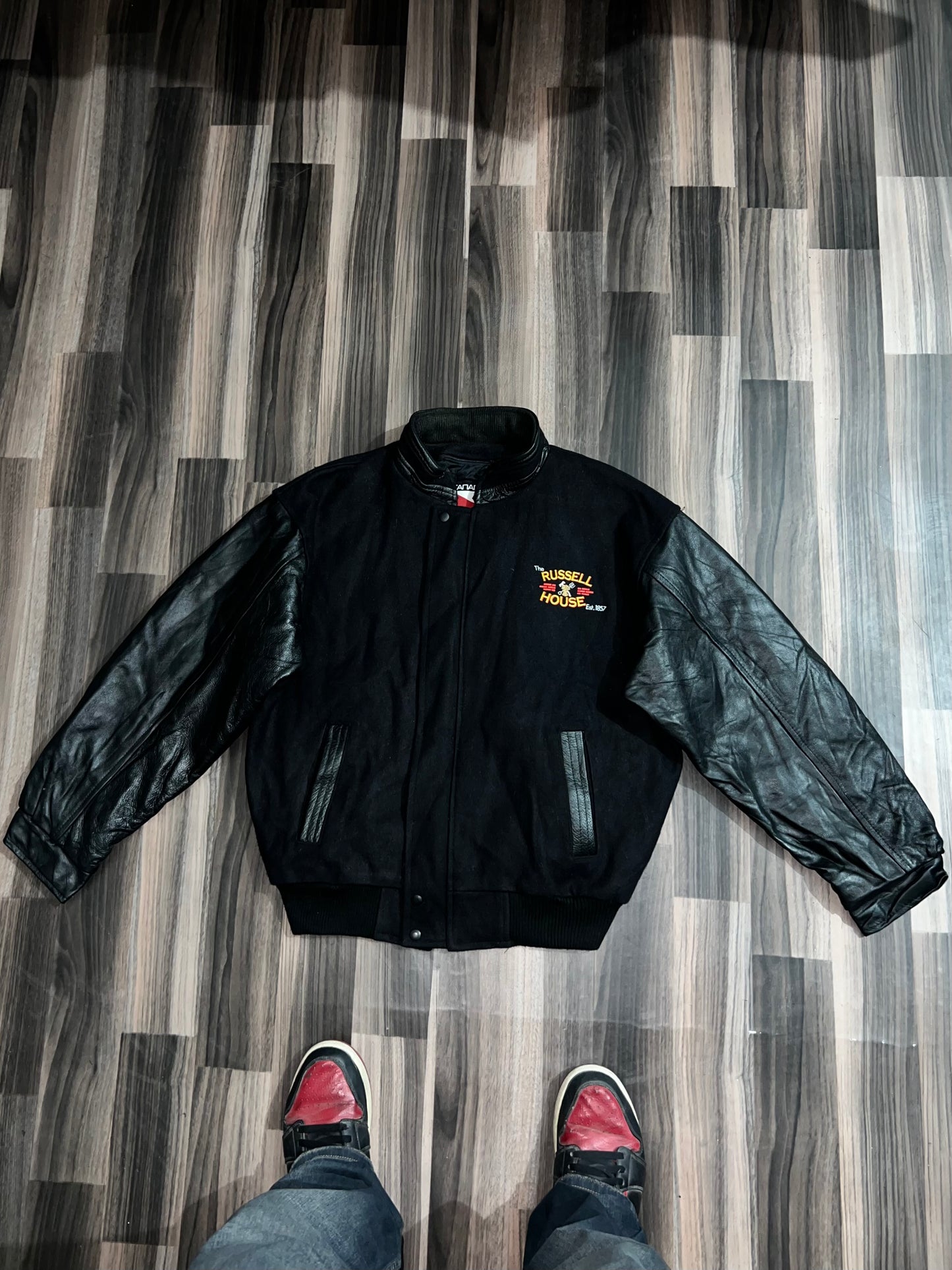 ZUltra Premium Original Leather Sleeve Varsity Jacket (L/XL)