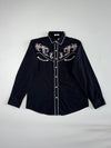 Coofandy | Black Western Embroidered Piped Shirt | (M)