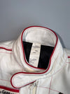 90's Dolce & Gabbana Vintage Racing Leather Jacket | “Indianapolis” Monte Carlo Patches | White Sheep Leather | Made in Italy Size (S/M)