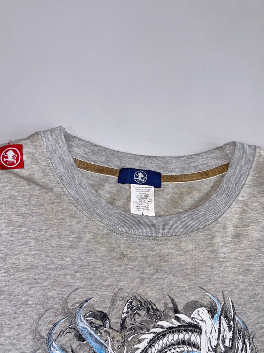 Vintage Japanese Premium Skull Printed Full Sleeve T-shirt)(L)