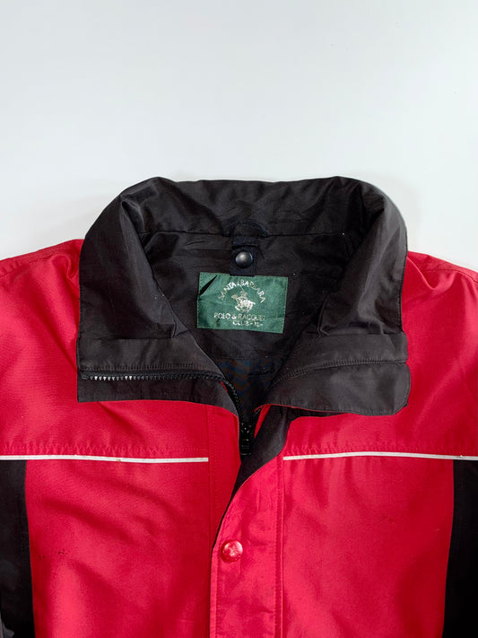 Vintage Santa Barbara Polo & Racquet Club Red & Black Colorblock Windbreaker Jacket (XL)