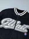G-Unit Black & Grey Chenille Spellout Varsity Jacket (XL)