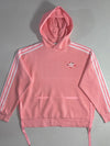 Adidas Originals Pink 3-Stripe Hoodie with Heart Trefoil Embroidery & Side Ties – Women's (2XL)