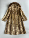 A&M Hurtig Furriers | Vintage Lynx-Print Real Fur Long Coat | Dark Fox Collar |{Rare} (M)