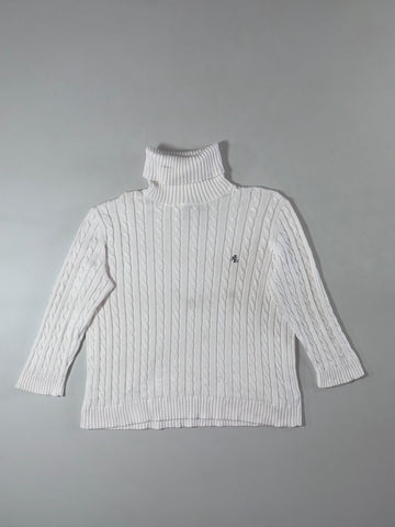 Lauren Ralph Lauren Cable Knit Turtleneck — White  100% Cotton Women’s (M)