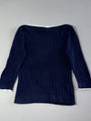Lauren Ralph Lauren Navy Cable Knit Boat Neck Sweater with White Tipping (S)