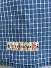 Edo Katsu Indigo Blue Check Embroidered Wave Short Sleeve Shirt – (M)