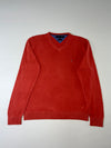 Tommy Hilfiger Premium Cotton Red V-Neck Sweater (L)