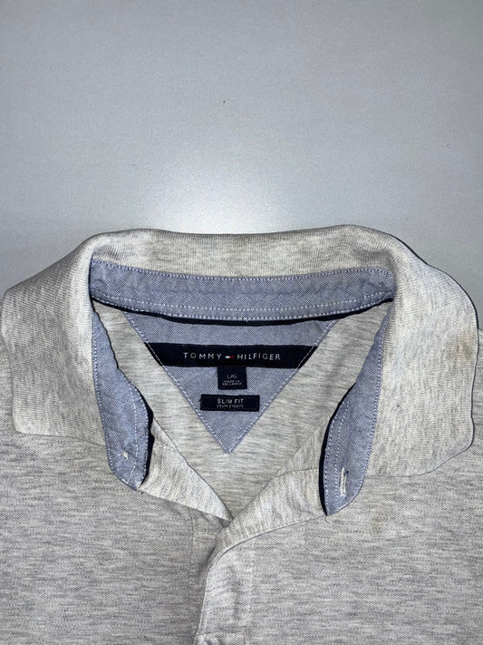 Tommy Hilfiger Vintage Light Grey Slim Fit Polo T-Shirt (L)