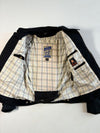 Richa Vintage Line Cotton Café Racer Motorcycle Jacket Black, Leather Stripe Sleeves, Plaid Lining, fully padded (S)