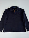 Polo Ralph Lauren Estate Rib Quarter Zip Pullover with Leather Pull – Navy (XL)