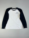 Adidas White & Navy Raglan Long Sleeve T-Shirt (L)