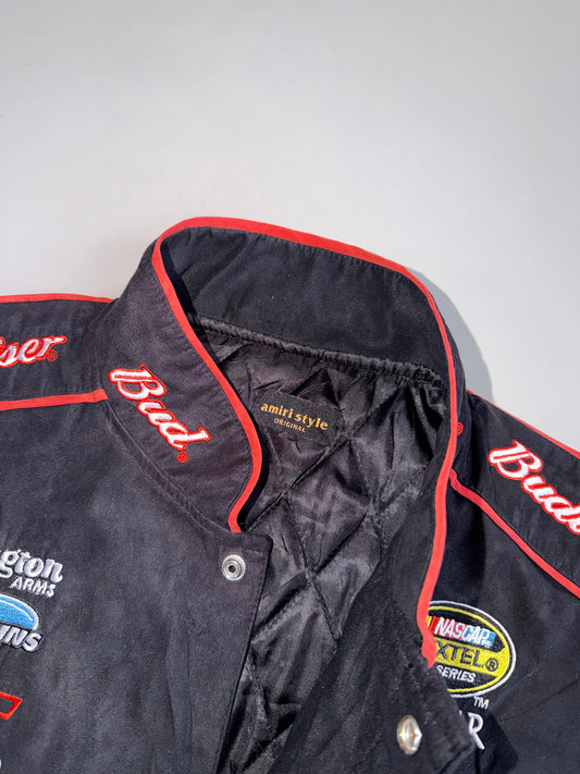 Y2K-Style Budweiser NASCAR #8 Racing Jacket Heavy Embroidery, Quilted Lining (XL)