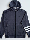 Adidas Charcoal Full Zip Hoodie – 3-Stripes Sleeve – (M)