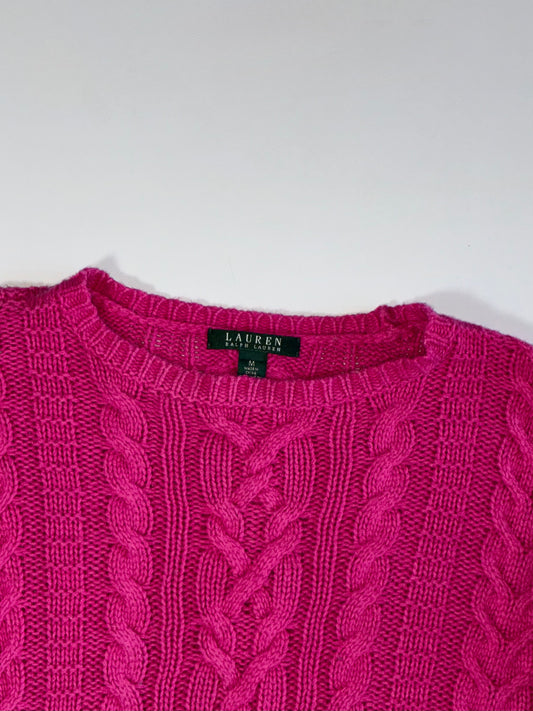 Lauren Ralph Lauren Pink Cable Knit Sweater – Women's (L/XL)