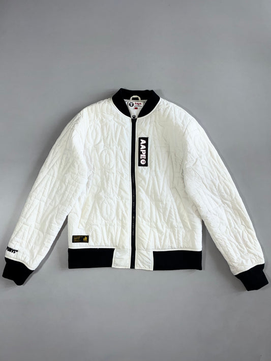 Aape by Bathing Ape White Quilted Bomber Jacket (M)