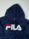 Vintage Fila Navy Blue Sherpa Fleece Logo Hoodie (S)
