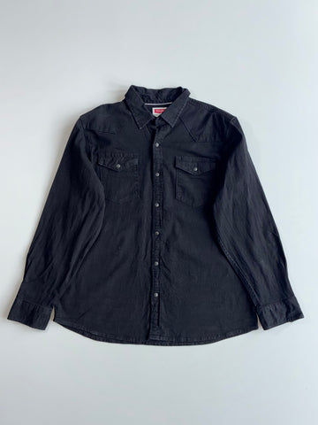 Wrangler Black Denim Western Pearl Snap Shirt (2XL)