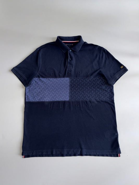 Tommy Hilfiger | Navy Flag Colorblock Polo (L)