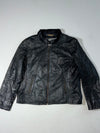 Vintage Black Leather Zip-Up Cafe Racer Jacket (L)