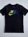 Nike Futura Doodle Print Graphic Tee — Black/Yellow/Blue (XS)