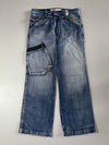 Y2K W.J8.0 Vintage Fatigues Zip Pocket Baggy Jeans – Blue (W:34) (L:43.5)
