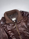 Maddison Brown Leather Bomber Jacket (S/M)