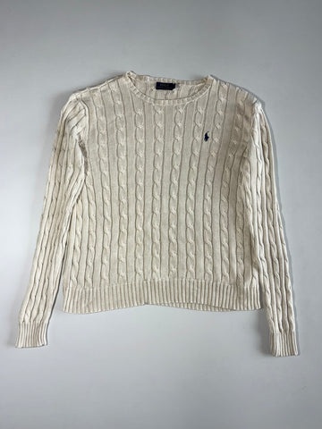 Polo Ralph Lauren Cream Cable-Knit Crewneck Sweater (M/L)