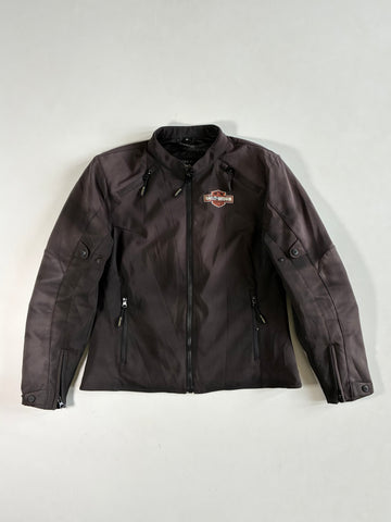 Harley-Davidson Genuine MotorClothes Black Textile Riding Jacket – Fitted Moto, Embroidered Bar & Shield Padded (M)