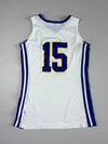 Nike Dri-FIT Crestwood #15 Basketball Jersey – White/Blue (XS)