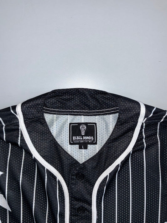 Rebel Minds Palm Tree Baseball Jersey – Black/White (L)