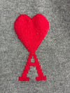 Ami Paris Grey Melange Cardigan with Red Ami de Coeur Logo (XL)