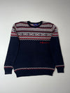 Polo Ralph Lauren | Navy Red Fair Isle Script Logo Knit Sweater | (XL)