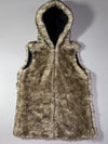 Faux Fur Hooded Sleeveless Vest (S)