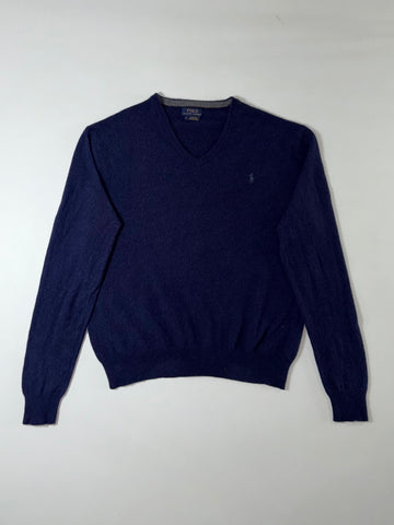 Polo Ralph Lauren Wool V-Neck Sweater – Navy,  Italian Yarn (XL)