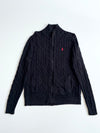 Polo Ralph Lauren Black Cable Knit Full-Zip Sweater – Size (L)