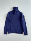 Stone Island Navy Ribbed Shawl Collar Knit Sweater(S)